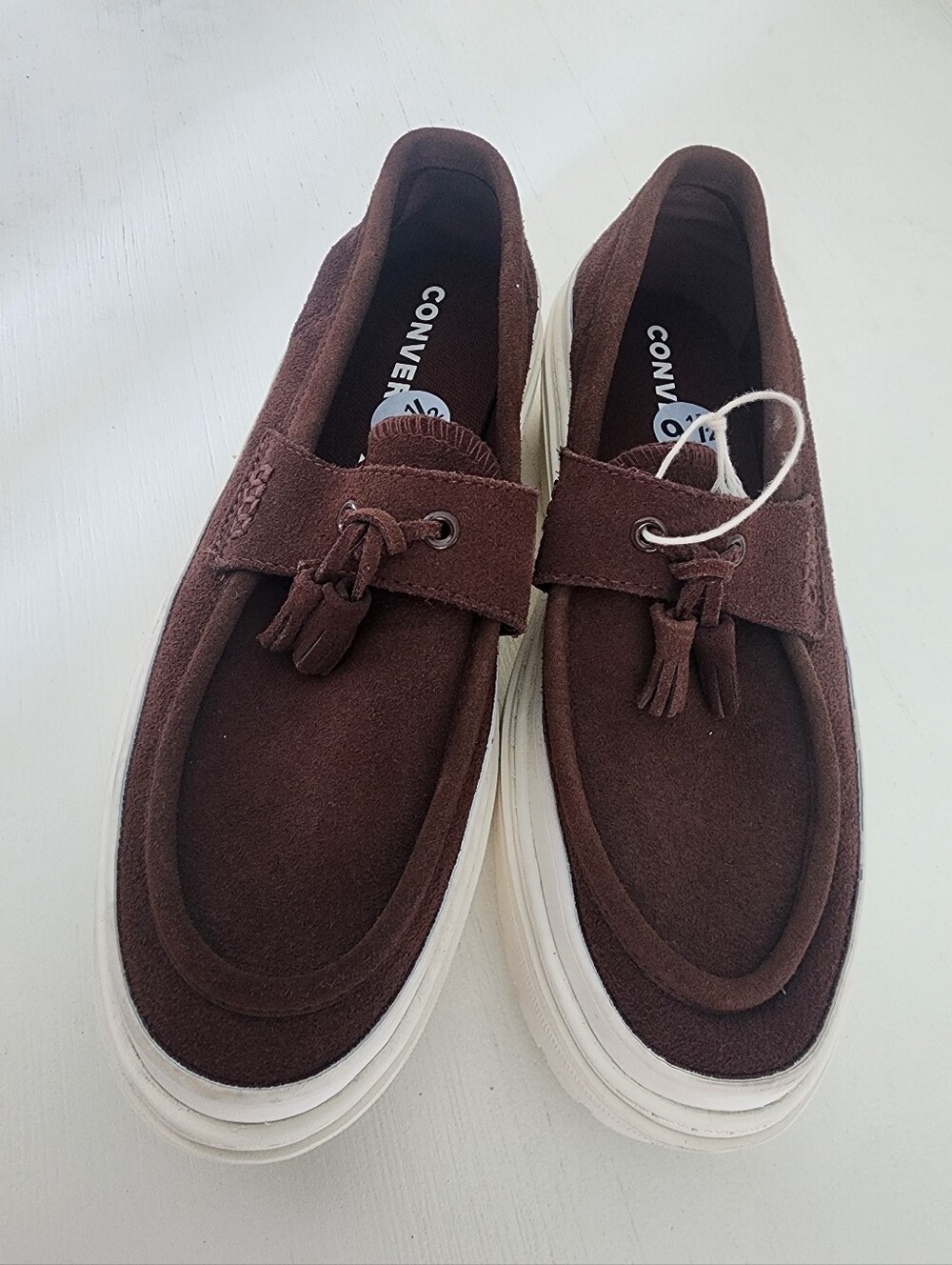 NEW/ no Tags. US 9.5. Converse Dark Brown Suede Tassel Slip-On Loafers